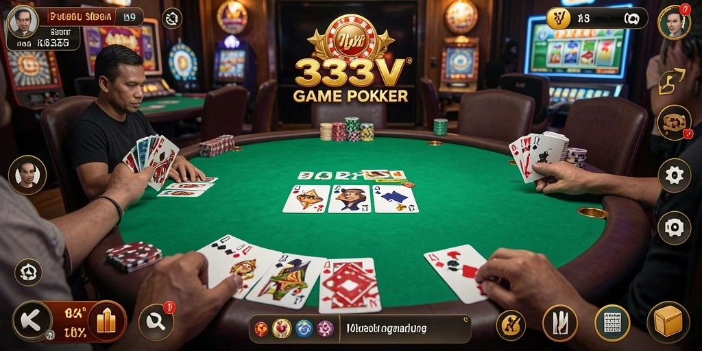 Screenshot utama 333V menampilkan aksi seru permainan Poker.