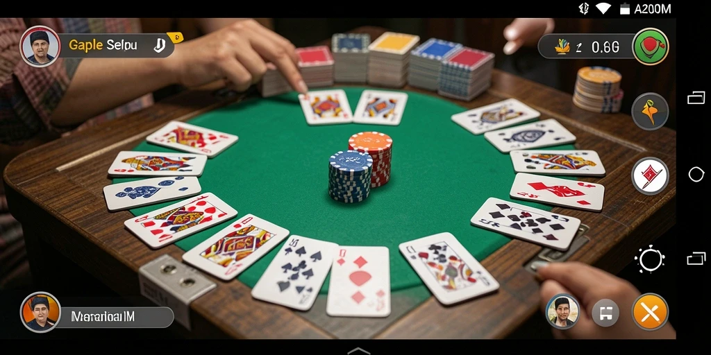 Tampilan gameplay A200M yang seru dan interaktif dalam permainan Gaple.