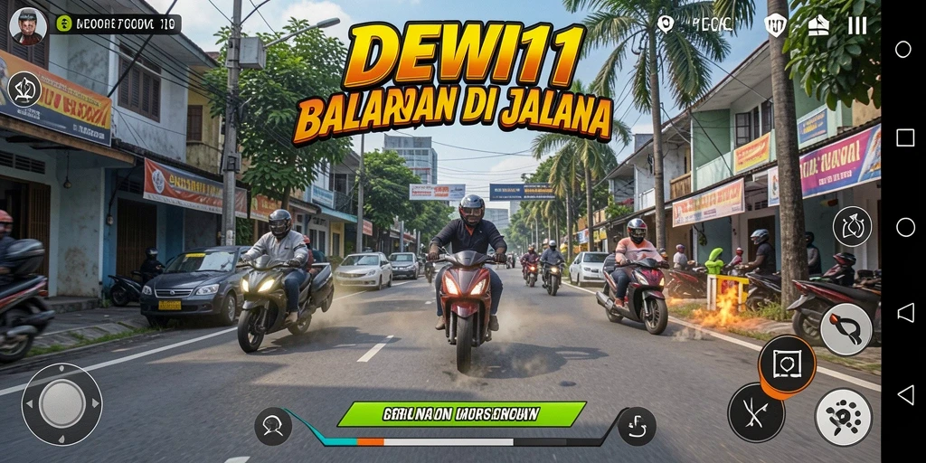 Screenshot DEWI11 menampilkan balapan mendebarkan di trek yang rumit.