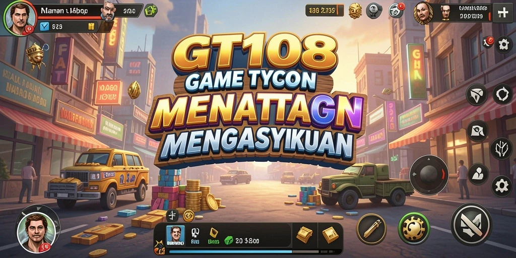 Screenshot GT108 menampilkan gameplay manajemen bisnis yang mendebarkan.