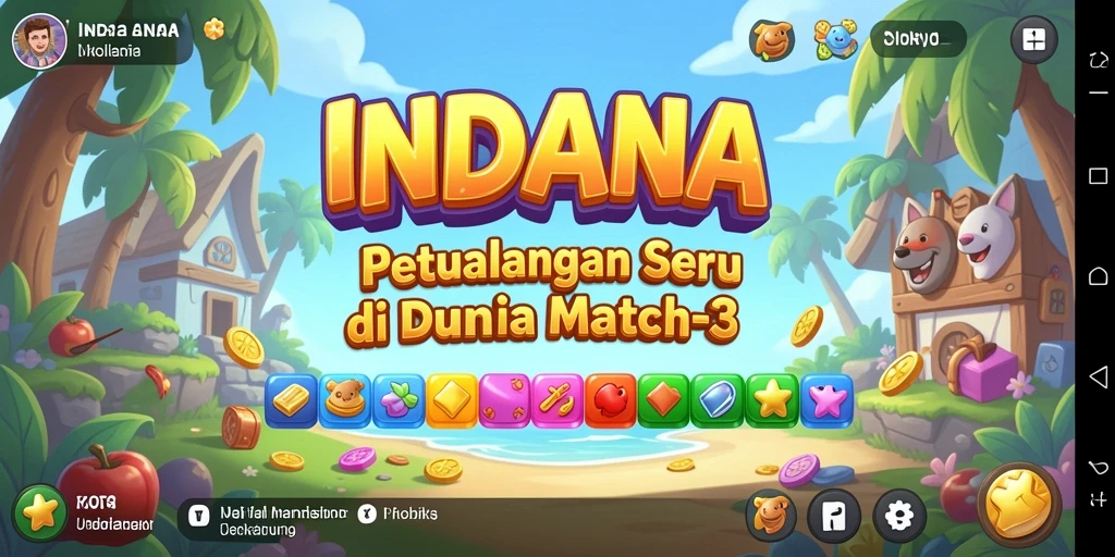 Screenshot gameplay INDAAA menunjukkan kombinasi batu berwarna-warni yang mengasyikkan.