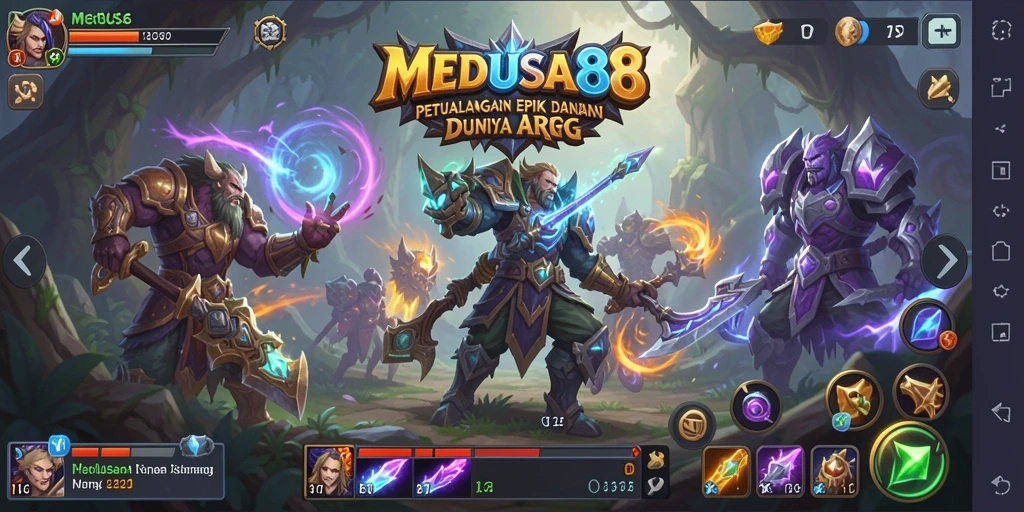 Tampilan menegangkan dalam gameplay ARPG MEDUSA88.