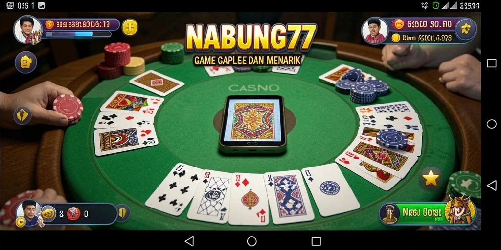 Tampilan gameplay seru di NABUNG77 saat bermain Gaple.