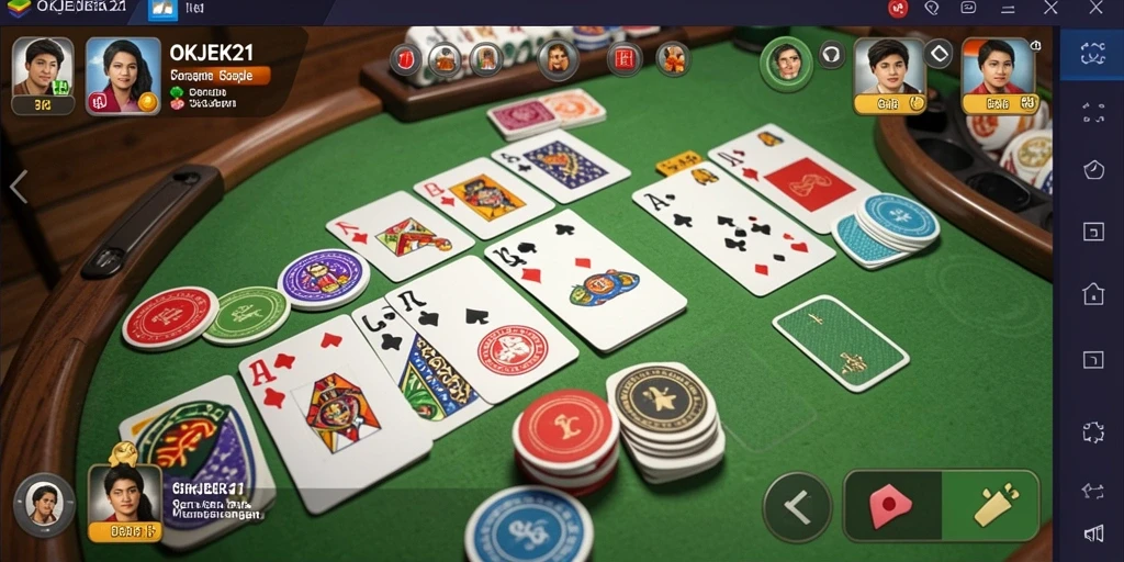 Tampilan gameplay seru dari OKJEK21 saat bermain Gaple.