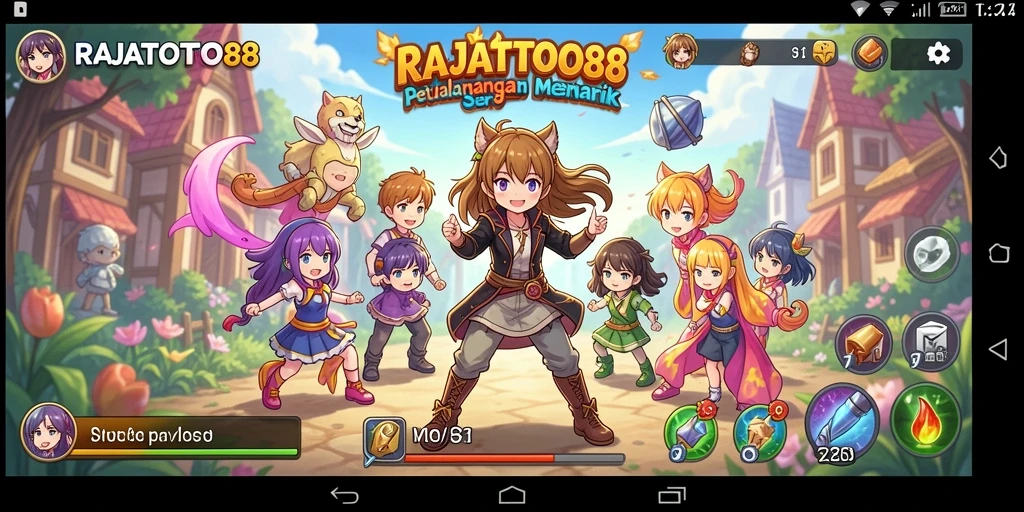 Tampilan gameplay seru dari RAJATOTO88 yang penuh karakter Anime.