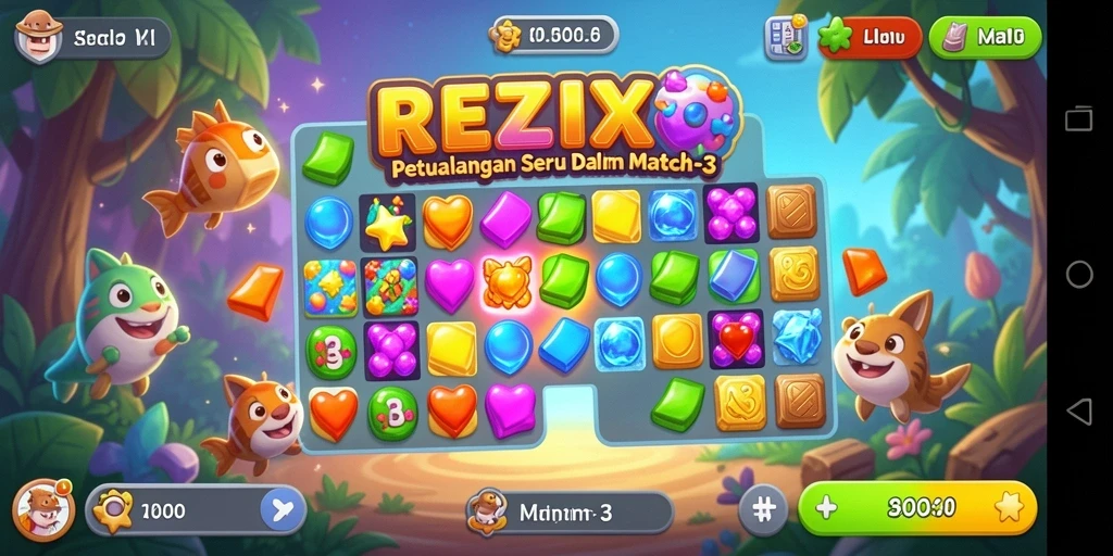 Tampilan gameplay seru dan penuh warna dari REZIXO.