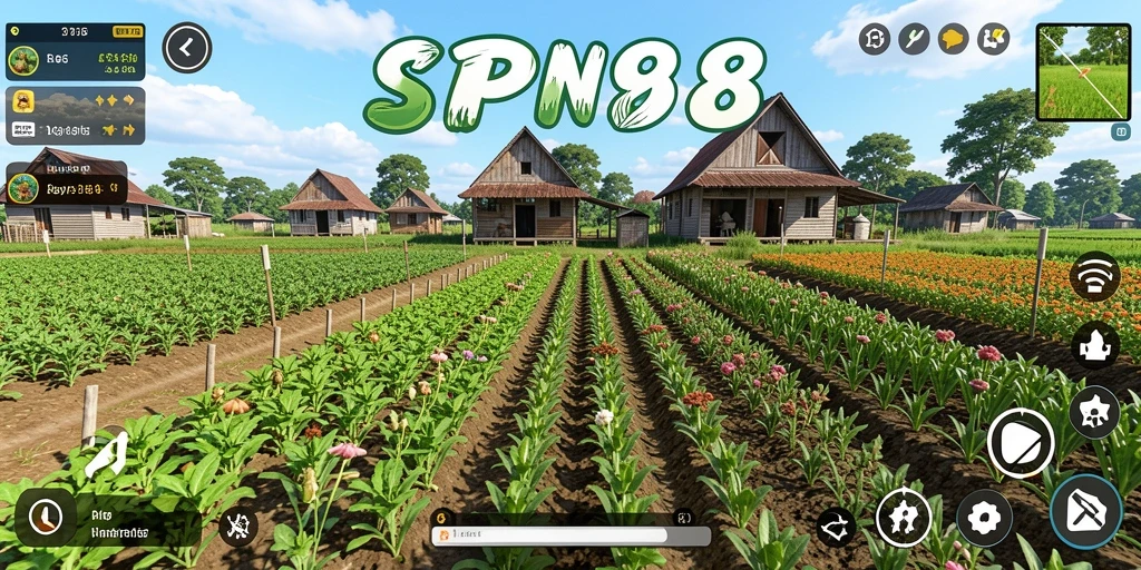 Screenshot SPN88 menunjukkan gameplay pertanian yang dinamis dan interaktif.