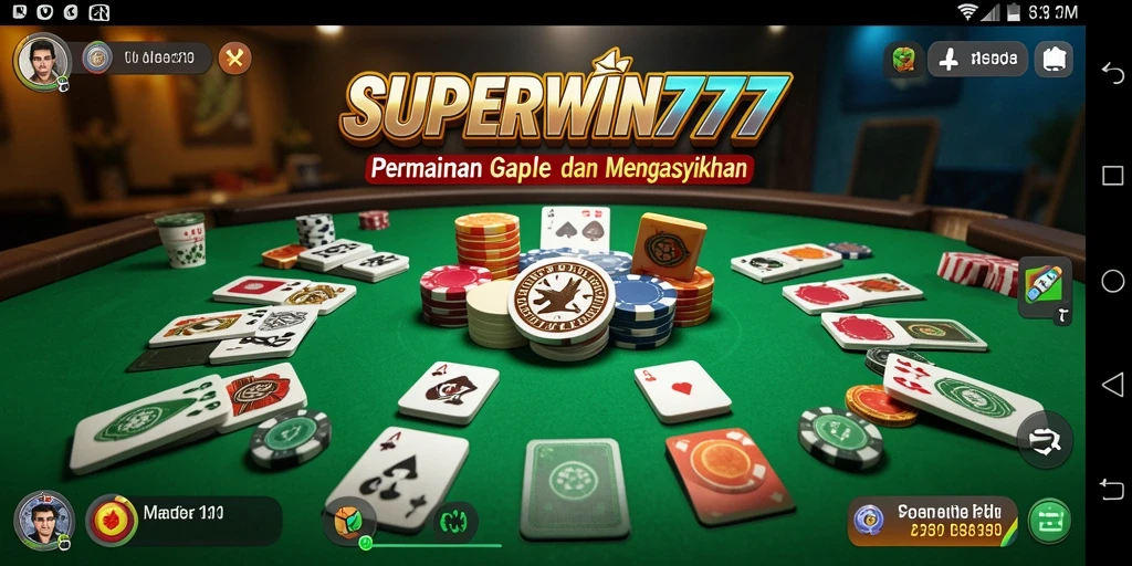 Screenshot gameplay <strong>SUPERWIN777</strong> yang menunjukkan aksi seru permainan Gaple.