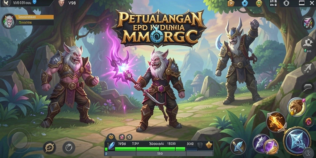Tangkapan layar gameplay V98 menampilkan aksi petualangan yang seru dalam MMORPG.